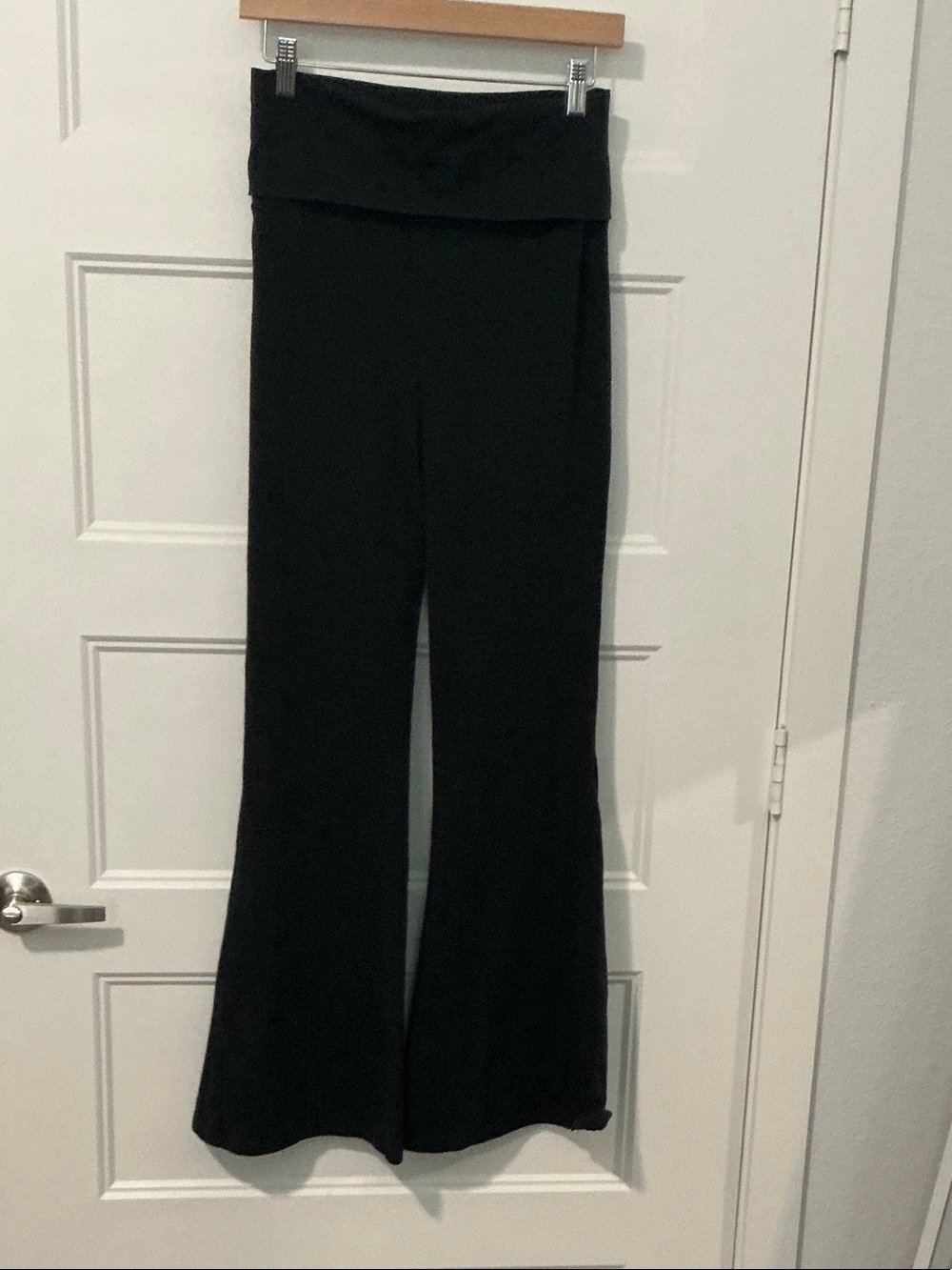 aerie Black Fold-Over Waist Flare Pants